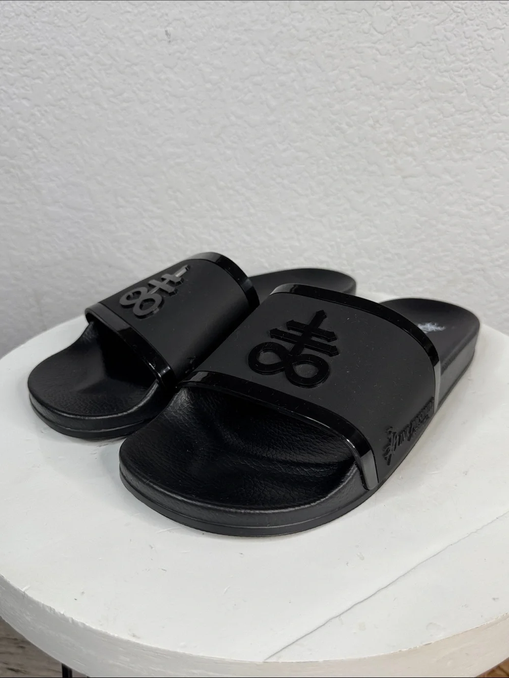 INK POISONING MENS LEVIATHAN BLACK SLIDES GOTHIC LIMITED EDITION MENS SIZE 12
